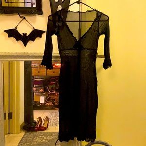 Betsey Johnson black sheer mesh dress s
